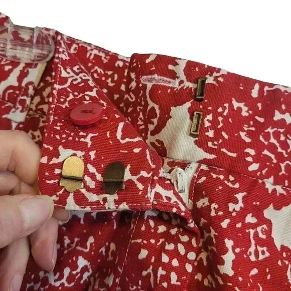 Talbots Women's Red & Ivory Cotton/Spandex Jacquard Floral A-Line Skirt - Picture 8 of 9